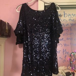 Sparkly cold shoulder top